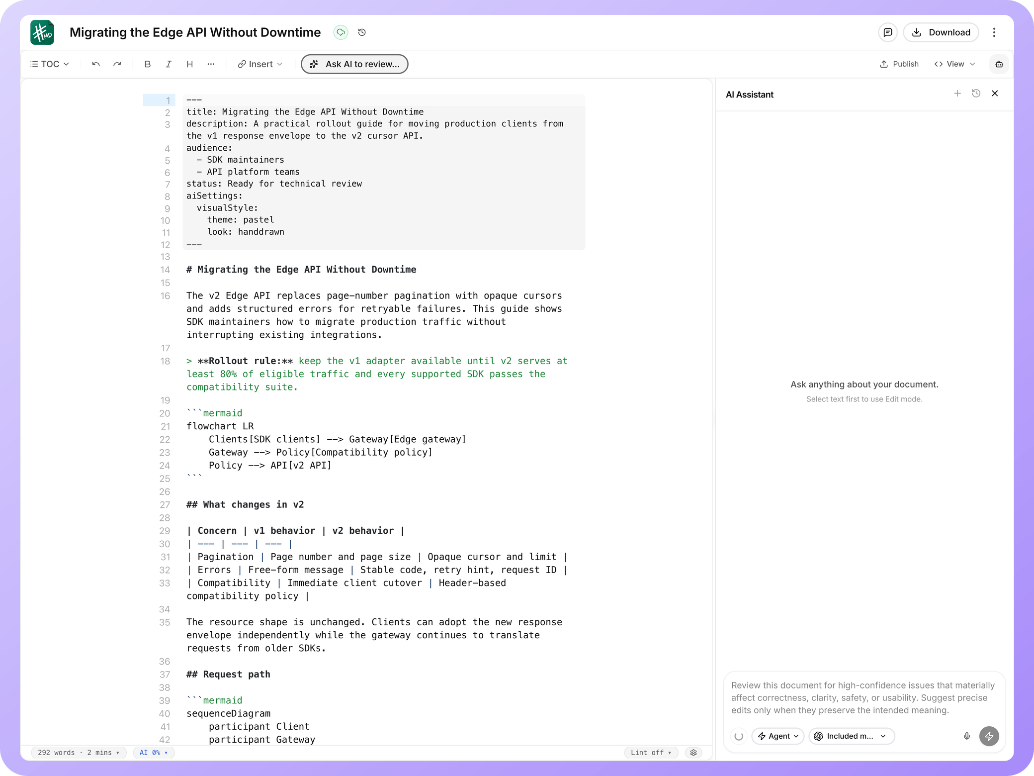Prepare a document review before running it.