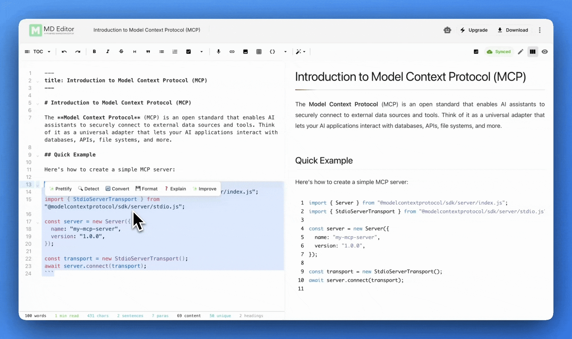 Code snippet to beautiful screenshot conversion